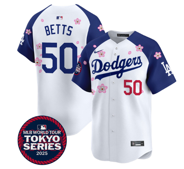 Personalized Men’s Dodgers Tokyo Series 2025 Premier Limited Jersey Stitched Alternate Mookie Betts #50
