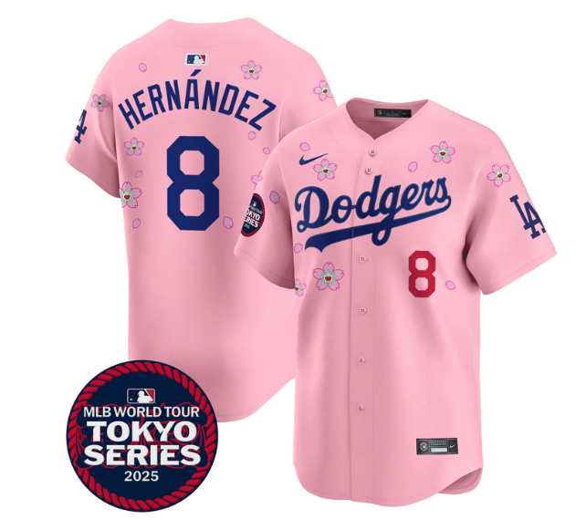 Personalized Men’s Dodgers Tokyo Series 2025 Premier Limited Jersey Stitched Cherry Blossom Kike Hernandez #8