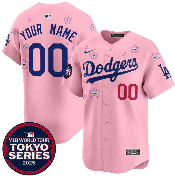 Personalized Dodgers Tokyo Series 2025 Premier Limited Jersey Stitched Cherry Blossom