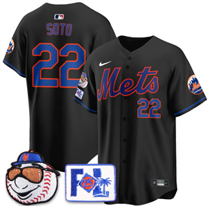 Personalized Men’s New York Mets 2025 Spring Training Jersey All Stitched Black Juan Soto #22