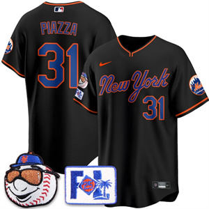Personalized Men’s New York Mets 2025 Spring Training Jersey All Stitched Black Mike Piazza #31