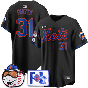 Personalized Men’s New York Mets 2025 Spring Training Jersey All Stitched Black Mike Piazza #31