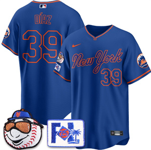 Personalized Men’s New York Mets Blue Road 2025 Spring Training Jersey All Stitched Blue Edwin Diaz #39