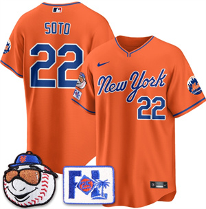 Personalized Men’s New York Mets Blue Road 2025 Spring Training Jersey All Stitched Orange Juan Soto #22
