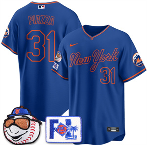 Personalized Men’s New York Mets Blue Road 2025 Spring Training Jersey All Stitched Blue Mike Piazza #31