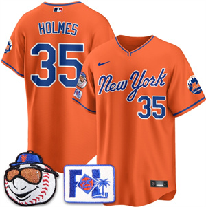 Personalized Men’s New York Mets Blue Road 2025 Spring Training Jersey All Stitched Orange Clay Holmes #35