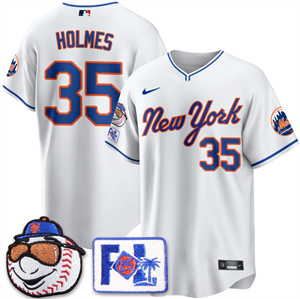 Personalized Men’s New York Mets Blue Road 2025 Spring Training Jersey All Stitched White Clay Holmes #35