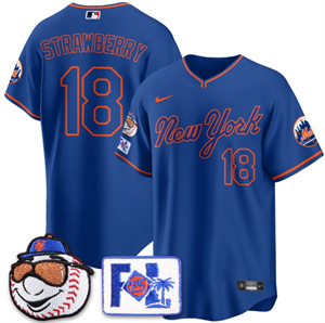 Personalized Men’s New York Mets Blue Road 2025 Spring Training Jersey All Stitched Blue Darryl Strawberry #18