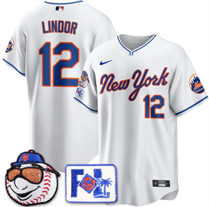 Personalized Men’s New York Mets Blue Road 2025 Spring Training Jersey All Stitched White Francisco Lindor #12