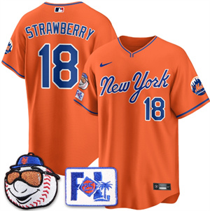 Personalized Men’s New York Mets Blue Road 2025 Spring Training Jersey All Stitched Orange Darryl Strawberry #18
