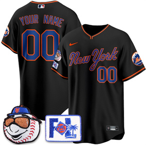 Personalized Custom Men’s New York Mets Blue Road 2025 Spring Training Jersey All Stitched Black