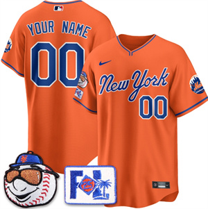 Personalized Custom Men’s New York Mets Blue Road 2025 Spring Training Jersey All Stitched Orange