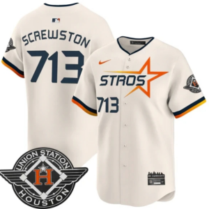 Personalized Men’s Houston Astros 2025 City Connect Premier Limited Jersey All Stitched Cream Screwston #713