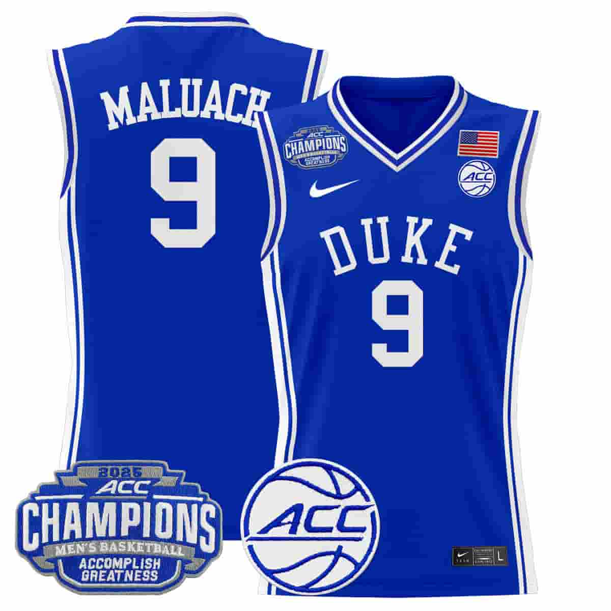 Personalized Men’s Duke Blue Devils 2025 ACC Conference Tournament Champions Basketball Jersey Khaman Maluach