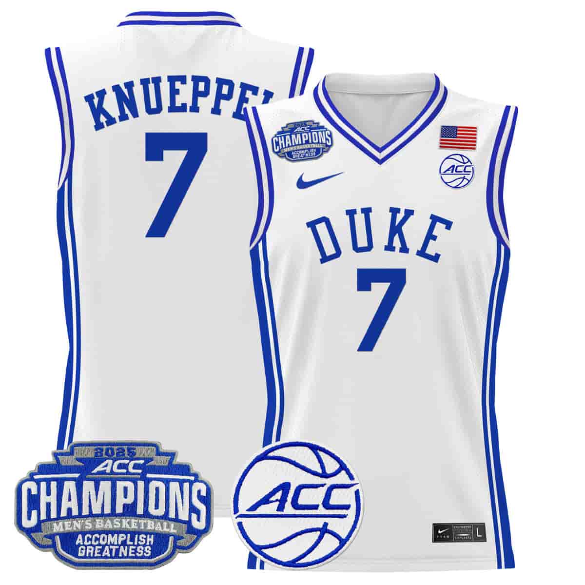 Personalized Men’s Duke Blue Devils 2025 ACC Conference Tournament Champions Basketball Jersey Khaman Maluach