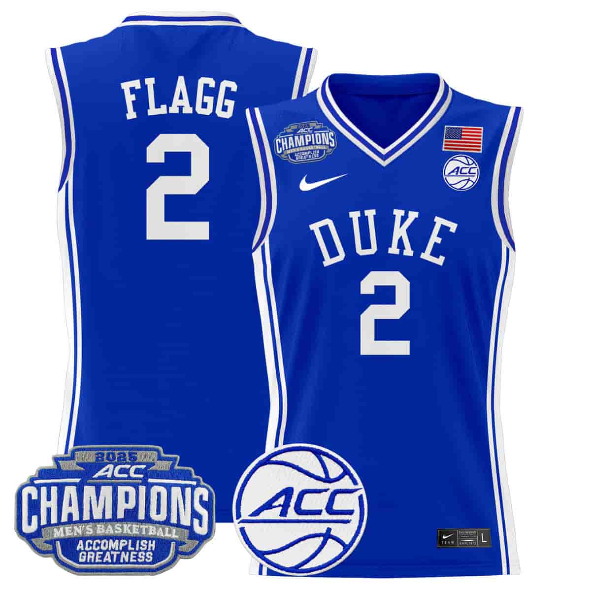 Personalized Men’s Duke Blue Devils 2025 ACC Conference Tournament Champions Basketball Jersey Royal Cooper Flagg 2