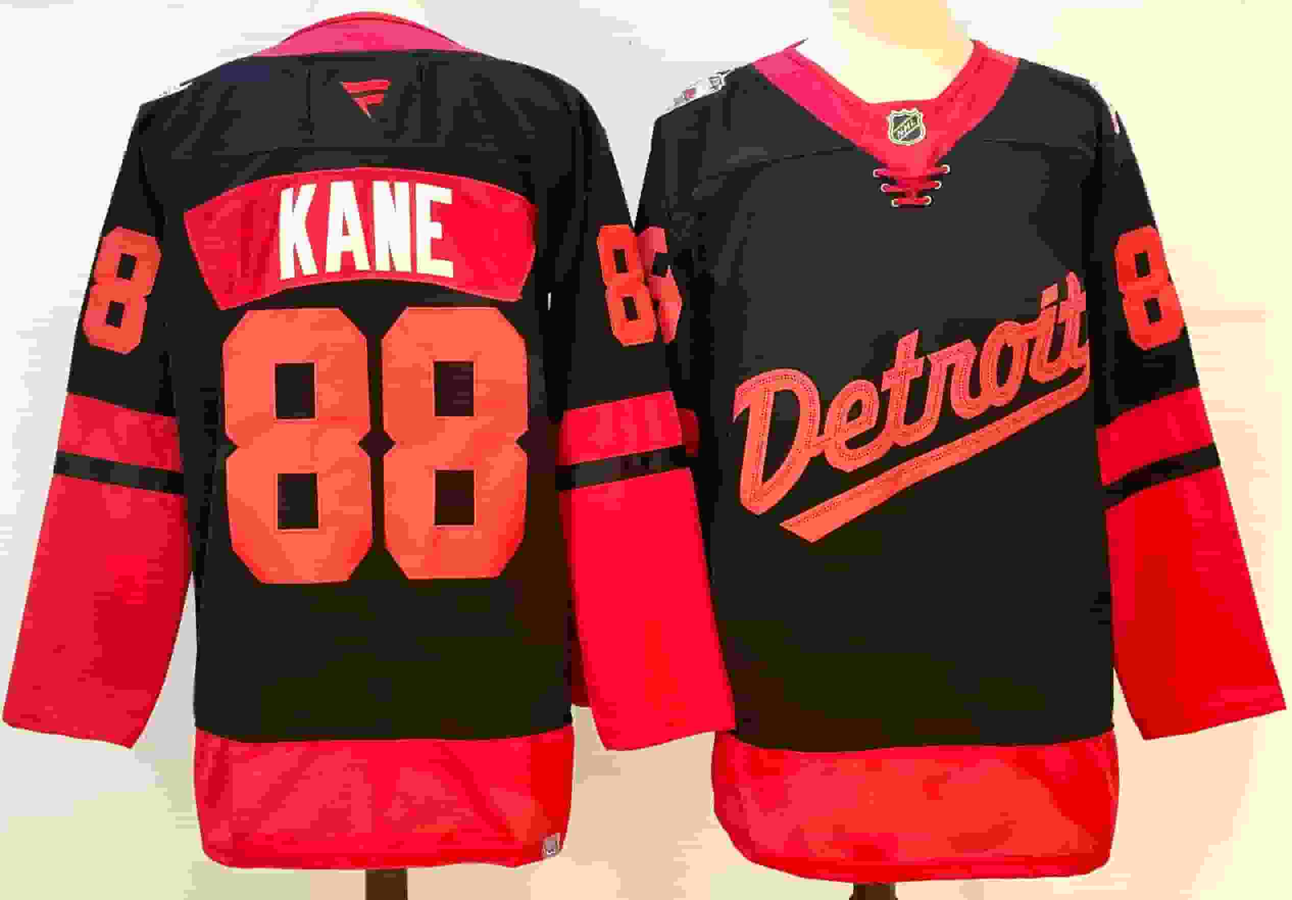 Personalized Men’s Detroit Red Wings #88 Patrick Kane black Red 2024-25 Stitched Jersey