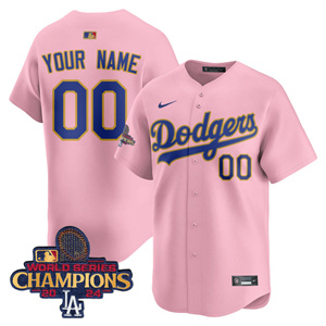 Personalized Custom Men’s Los Angeles Dodgers Gold 2025 Jersey All Stitched Cherry Blossom