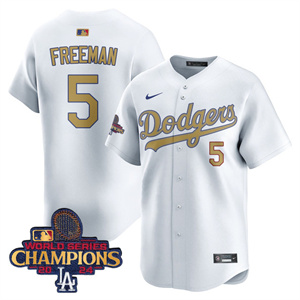 Personalized Los Angeles Dodgers Gold 2025 White Gold Freeman #5 Jersey All Stitched