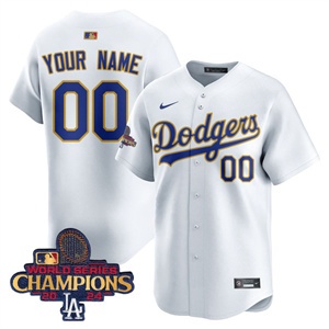 Personalized Custom Men’s Los Angeles Dodgers Gold 2025 Jersey All Stitched White