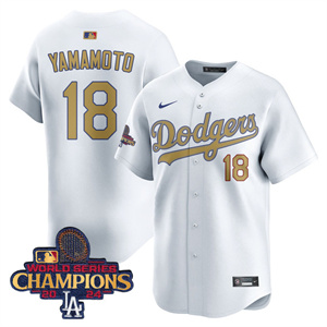 Personalized Los Angeles Dodgers Gold 2025 White Gold Yamamoto #18 Jersey All Stitched