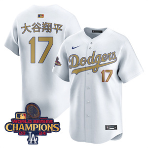 Personalized Los Angeles Dodgers Gold 2025 White Gold Shohei Ohtani (Kanji) #17 Jersey All Stitched