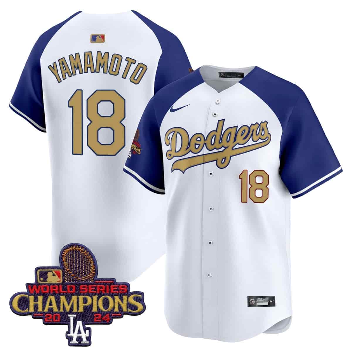 Personalized Men’s Dodgers 2025 Gold Premier Limited Jersey All Stitched Alternate Yamamoto #18