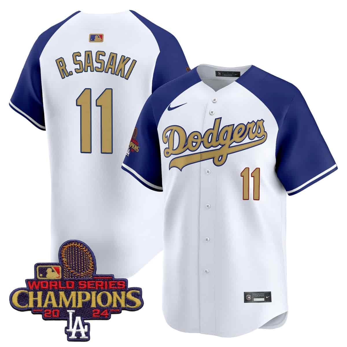 Personalized Men’s Dodgers 2025 Gold Premier Limited Jersey All Stitched Alternate Roki Sasaki #11