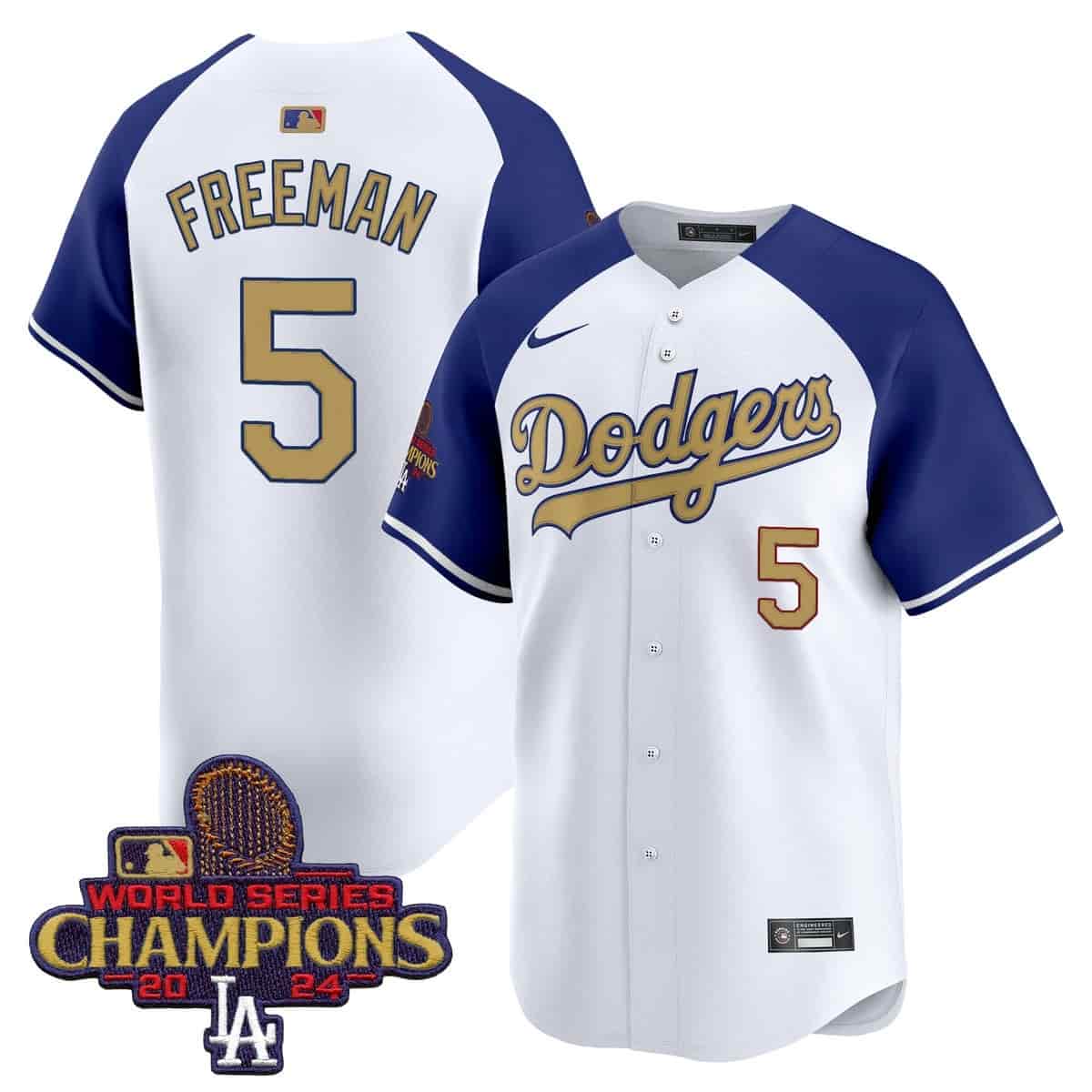 Personalized Men’s Dodgers 2025 Gold Premier Limited Jersey All Stitched Alternate Freddie Freeman #5
