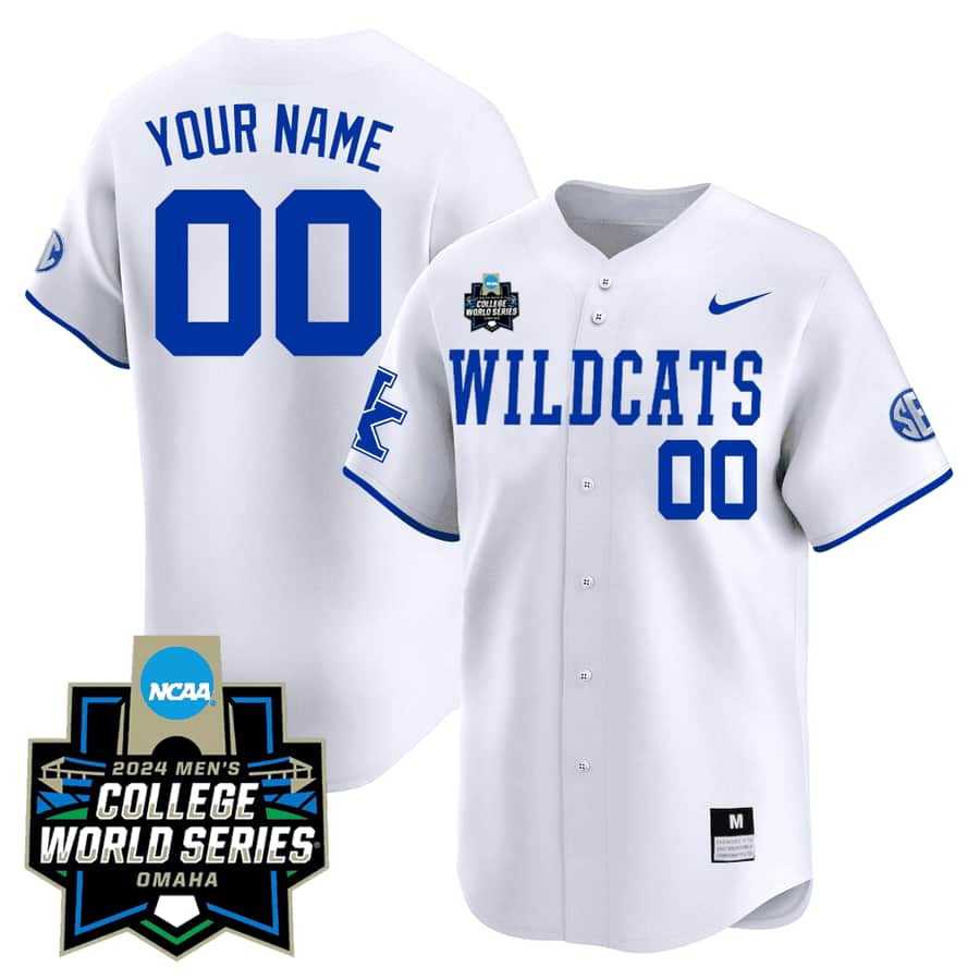 Personalized Custom Kentucky Wildcats 2324 Jersey 2024 College World Series Patch All Stitched Wildcats White