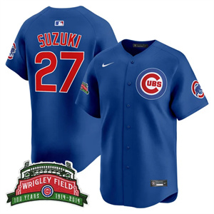 Personalized Men’s Chicago Cubs Wrigley Field Style Premier Limited Jersey All Stitched Seiya Suzuki #27