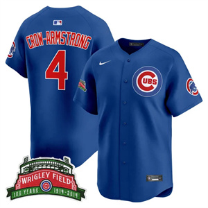 Personalized Men’s Chicago Cubs Wrigley Field Style Premier Limited Jersey All Stitched Pete Crow-Armstrong #4