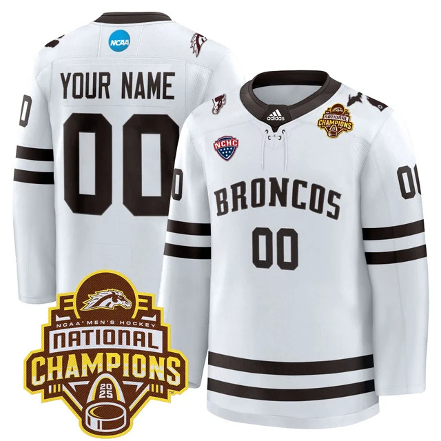 Personalized Custom Western Michigan Broncos 2025 National Champions Patch Premium White Jersey All Stitched