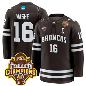 Personalized Western Michigan Broncos #16 Tim Washe 2025 National Champions Patch Premium Jersey All Stitched