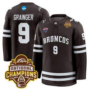 Personalized Western Michigan Broncos #9 Luke Grainger 2025 National Champions Patch Premium Jersey All Stitched