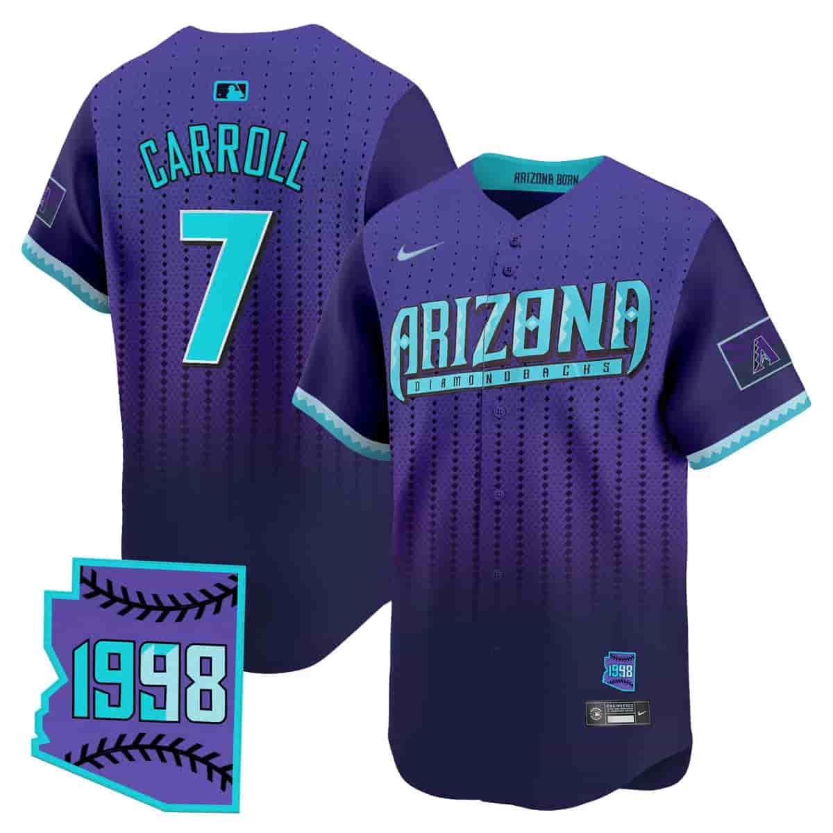 Personalized Men’s Arizona Diamondbacks 2025 City Connect Premier Limited Jersey Stitched Corbin Carroll #7