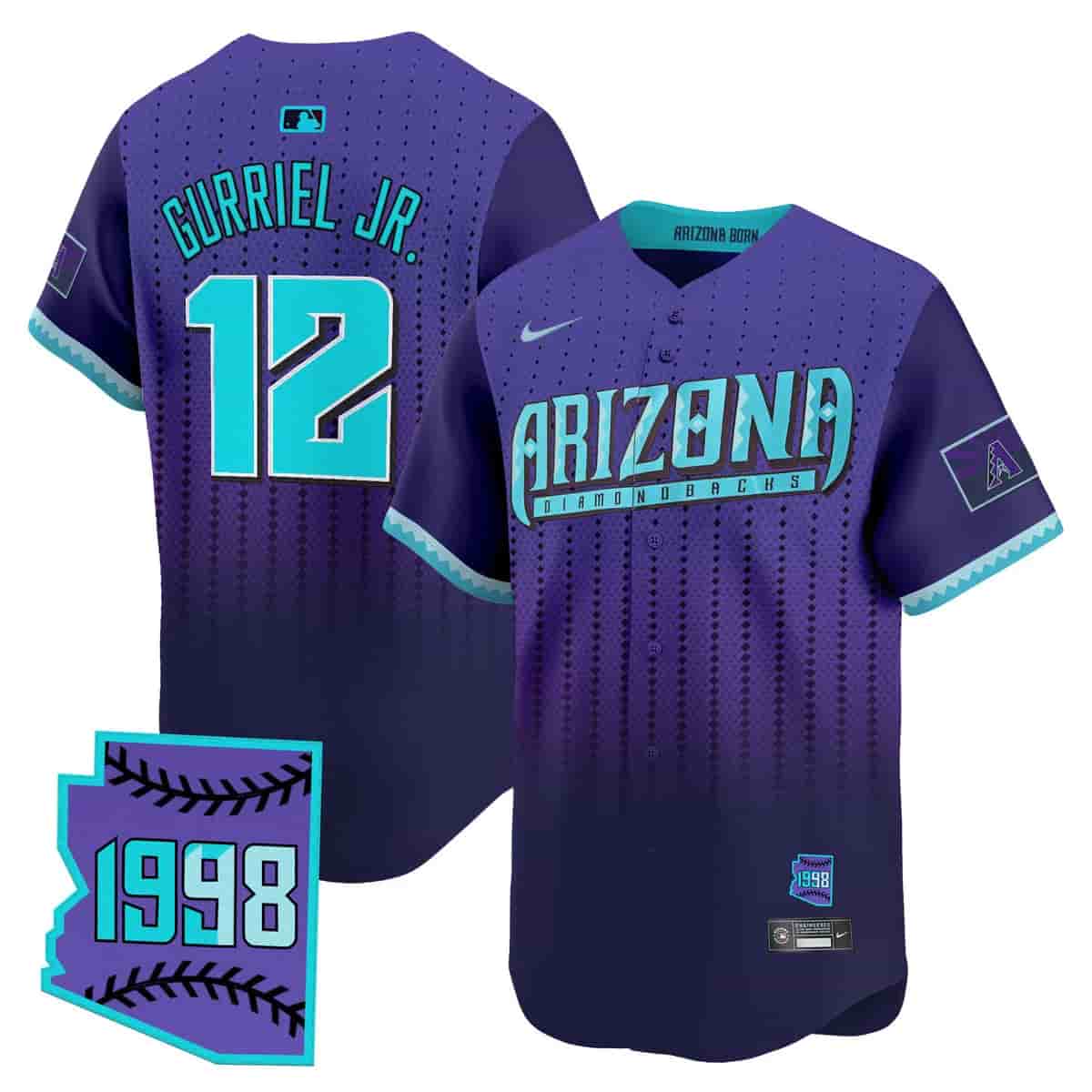 Personalized Men’s Arizona Diamondbacks 2025 City Connect Premier Limited Jersey Stitched Lourdes Gurriel Jr. #12
