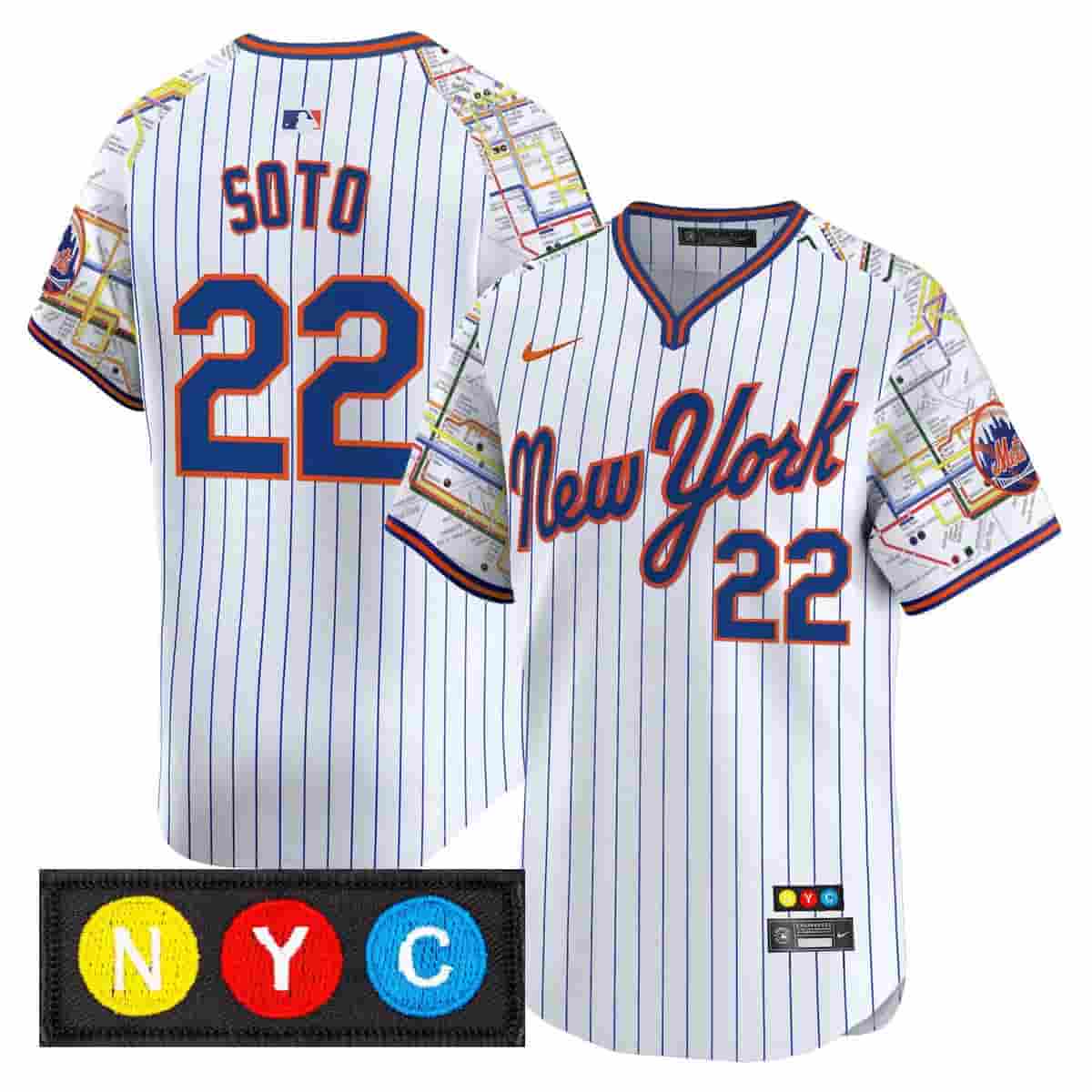 Personalized Men’s New York Mets Subway Style Premier Limited Jersey Stitched Juan Soto #22