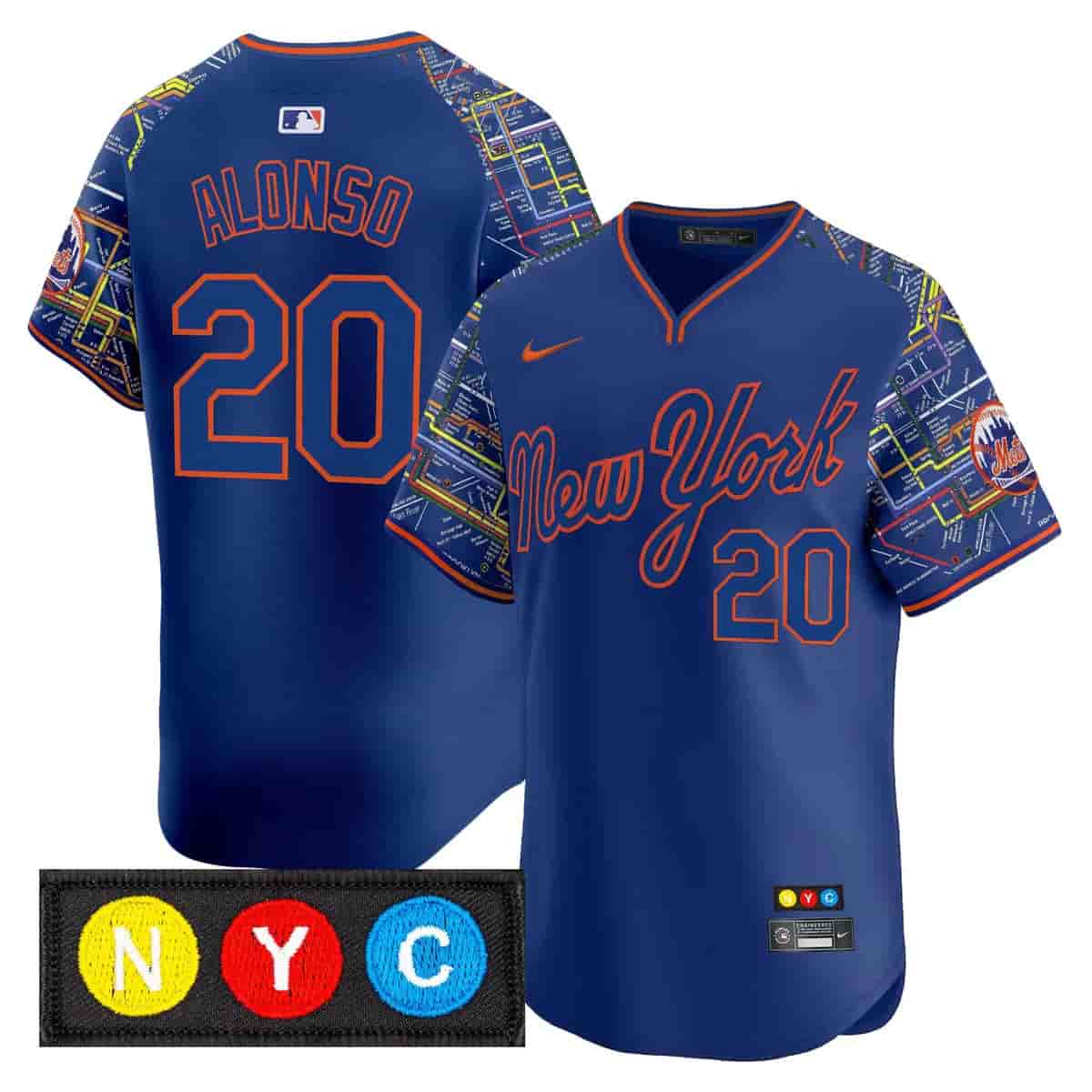 Personalized Men’s New York Mets Subway Style Premier Limited Jersey Stitched Pete Alonso