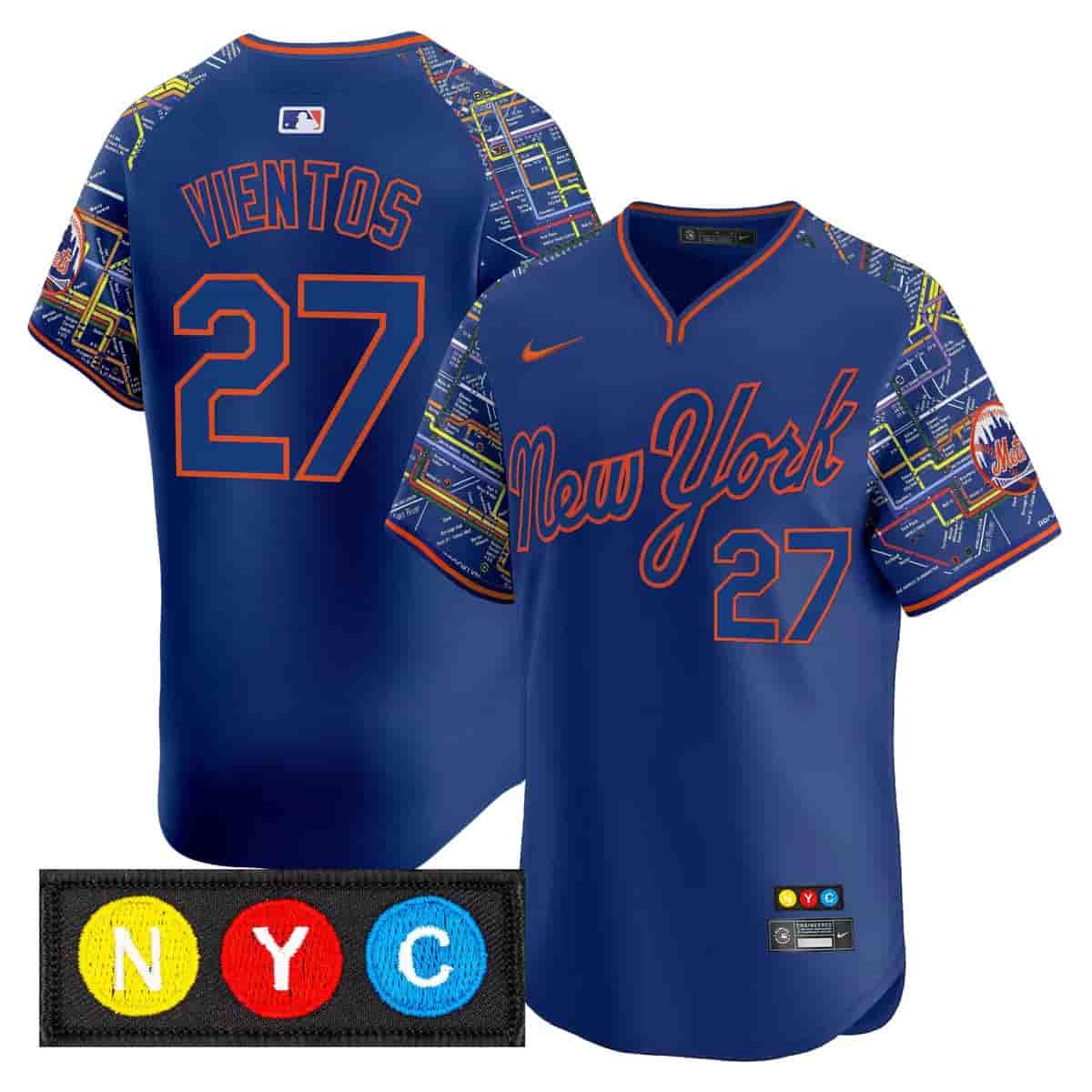 Personalized Men’s New York Mets Subway Style Premier Limited Jersey Stitched Mark Vientos #27