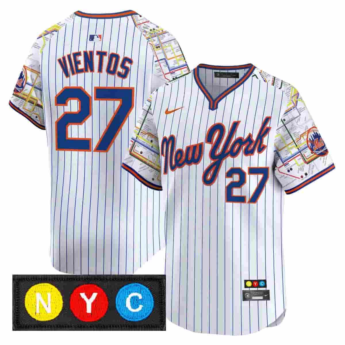 Personalized Men’s New York Mets Subway Style Premier Limited Jersey Stitched Mark Vientos #27