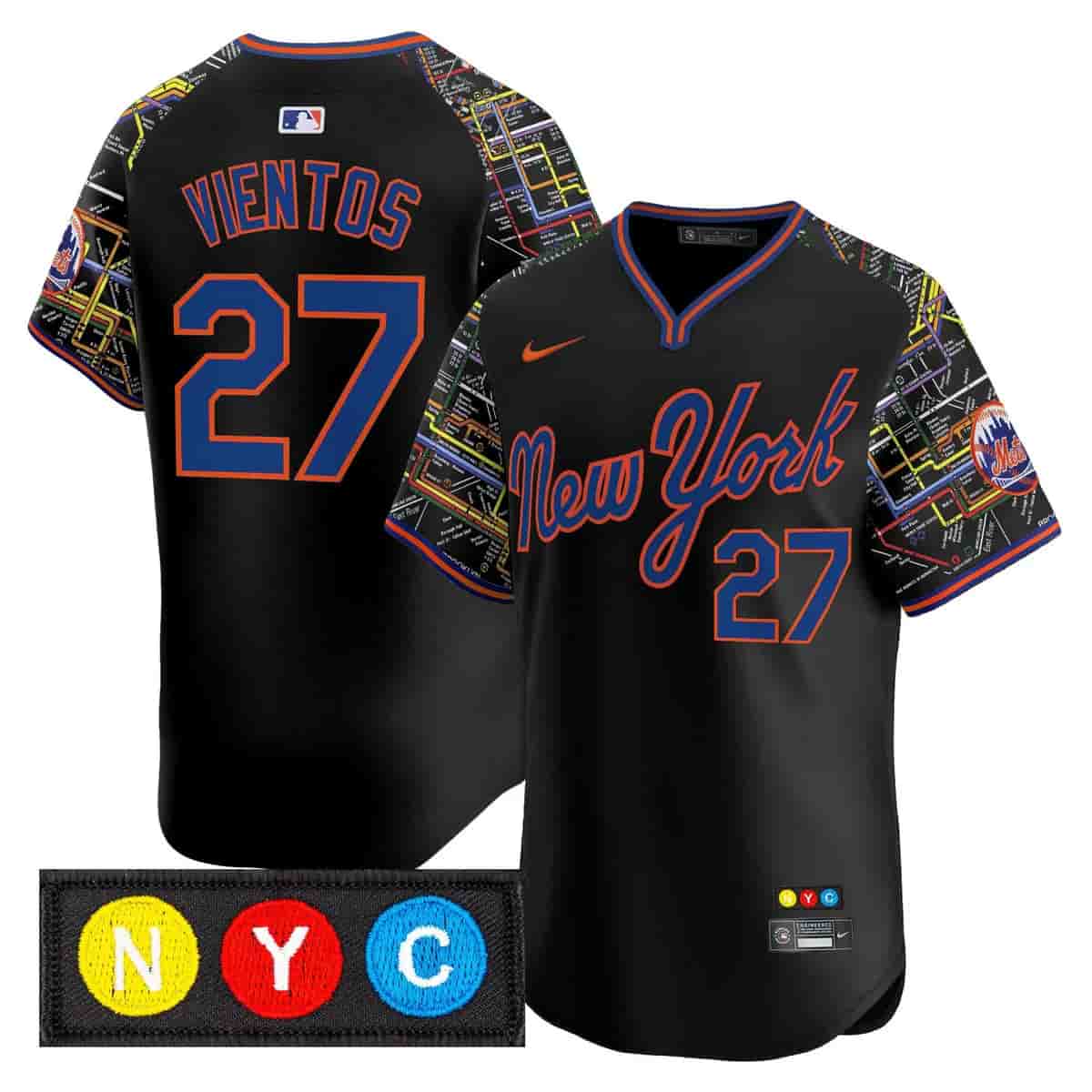 Personalized Men’s New York Mets Subway Style Premier Limited Jersey Stitched Mark Vientos #27