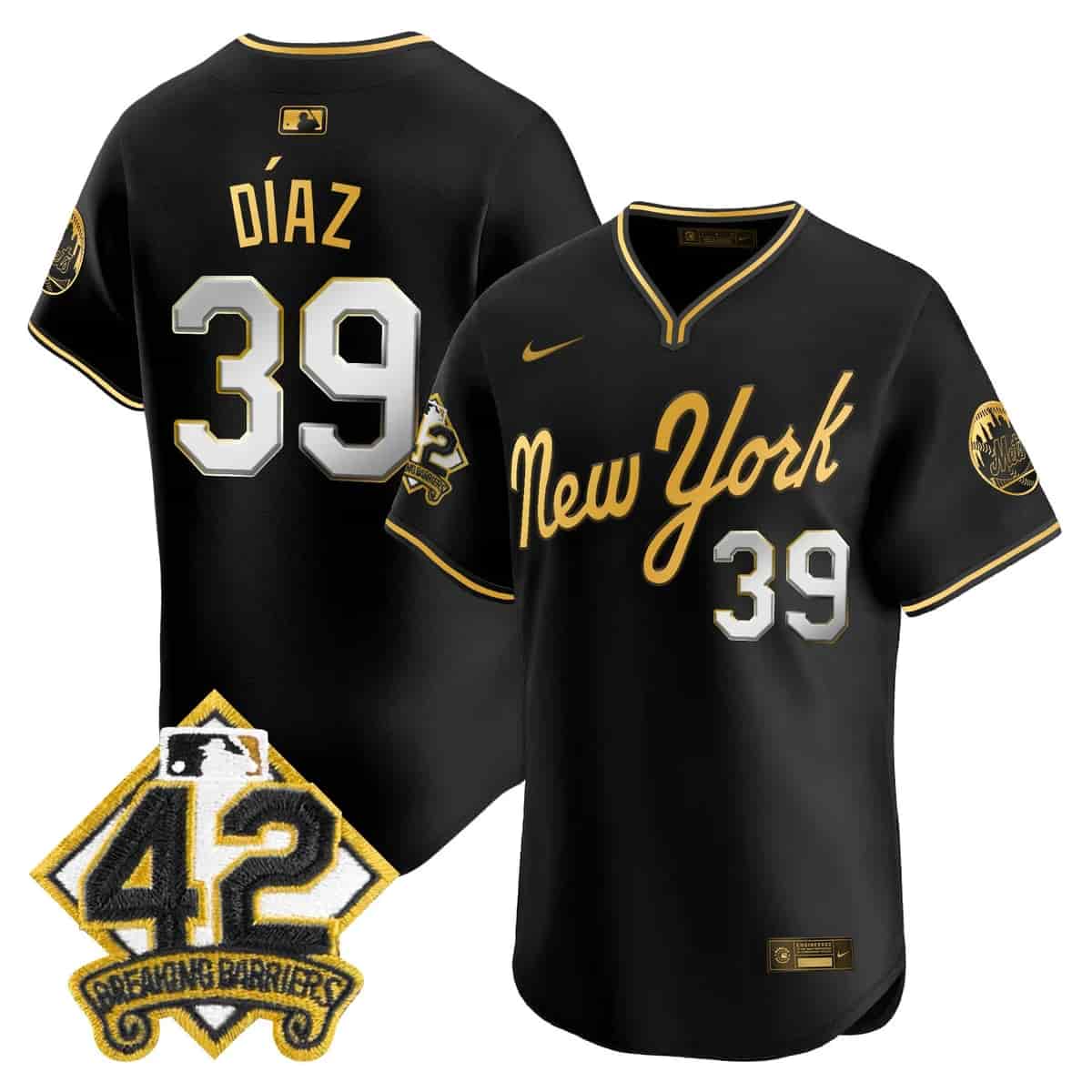 Personalized Men’s New York Mets 2025 Jackie Robinson Patch Road Alternate Jersey All Stitched Edwin Diaz-39