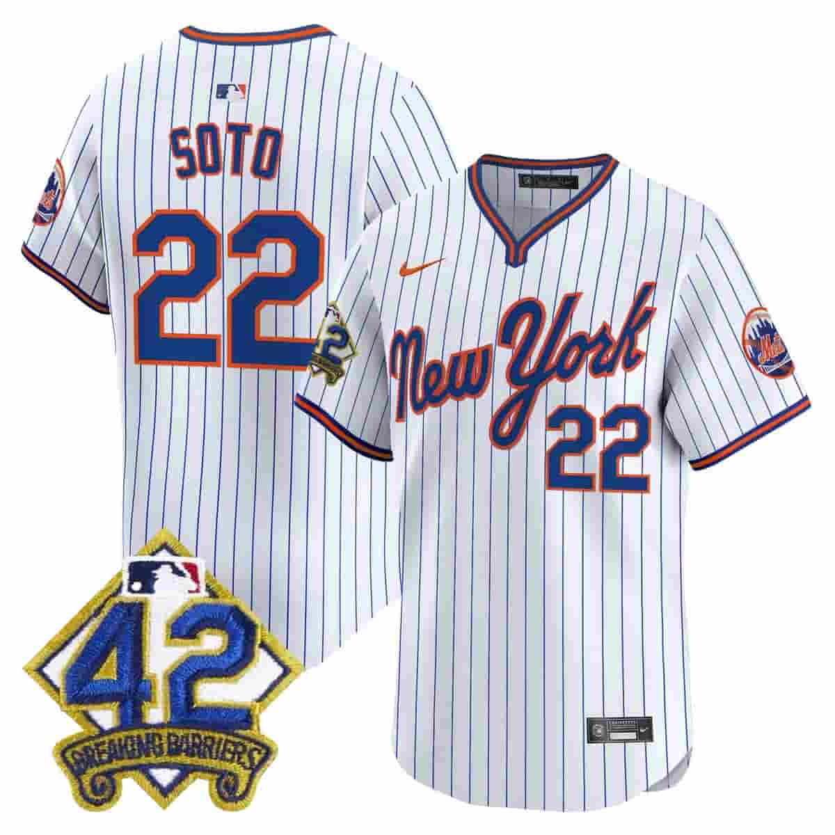 Personalized Men’s New York Mets 2025 Jackie Robinson Patch Road Alternate Jersey All Stitched Juan Soto #22