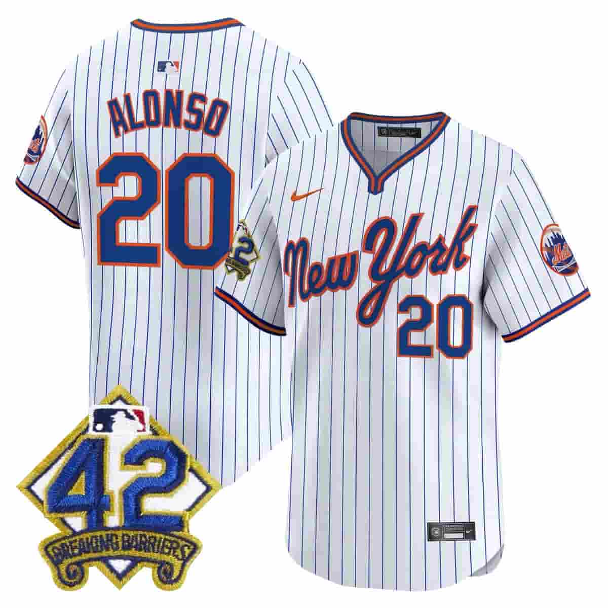 Personalized Men’s New York Mets 2025 Jackie Robinson Patch Road Alternate Jersey All Stitched Pete Alonso #20