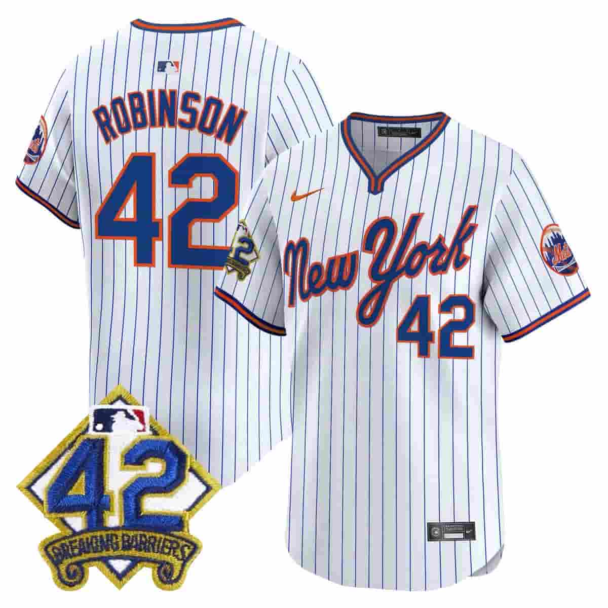 Personalized Men’s New York Mets 2025 Jackie Robinson Patch Road Alternate Jersey All Stitched Jackie Robinson