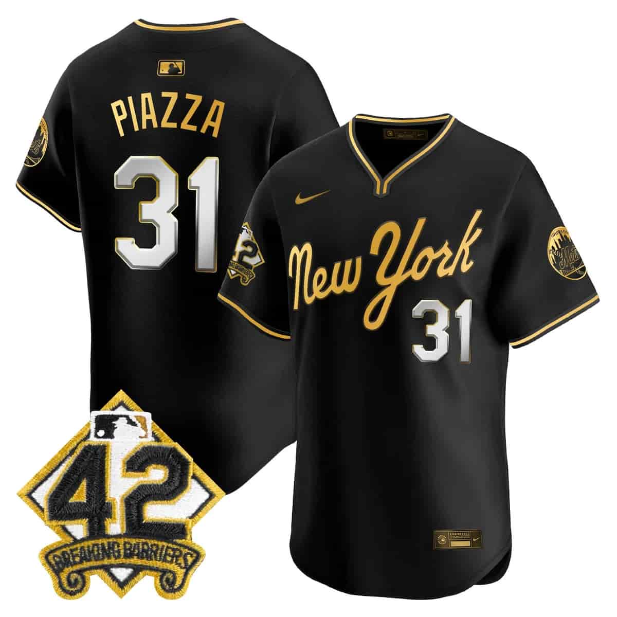 Personalized Men’s New York Mets 2025 Jackie Robinson Patch Road Alternate Jersey All Stitched Mike Piazza -31