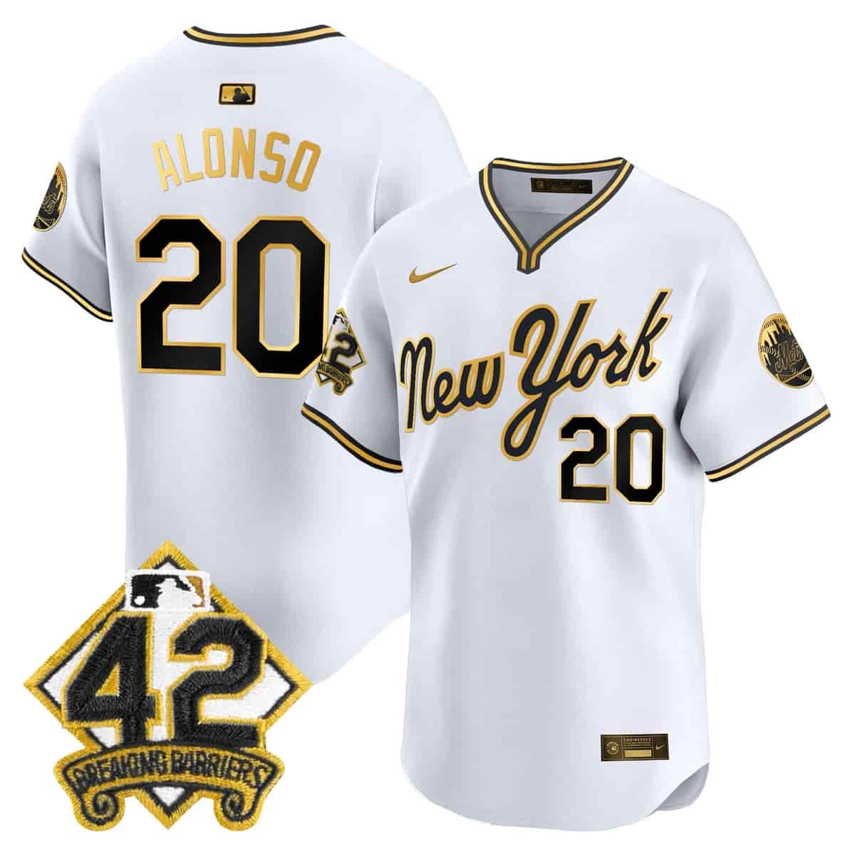Personalized Men’s New York Mets 2025 Jackie Robinson Patch Road Alternate Jersey All Stitched Pete Alonso 20