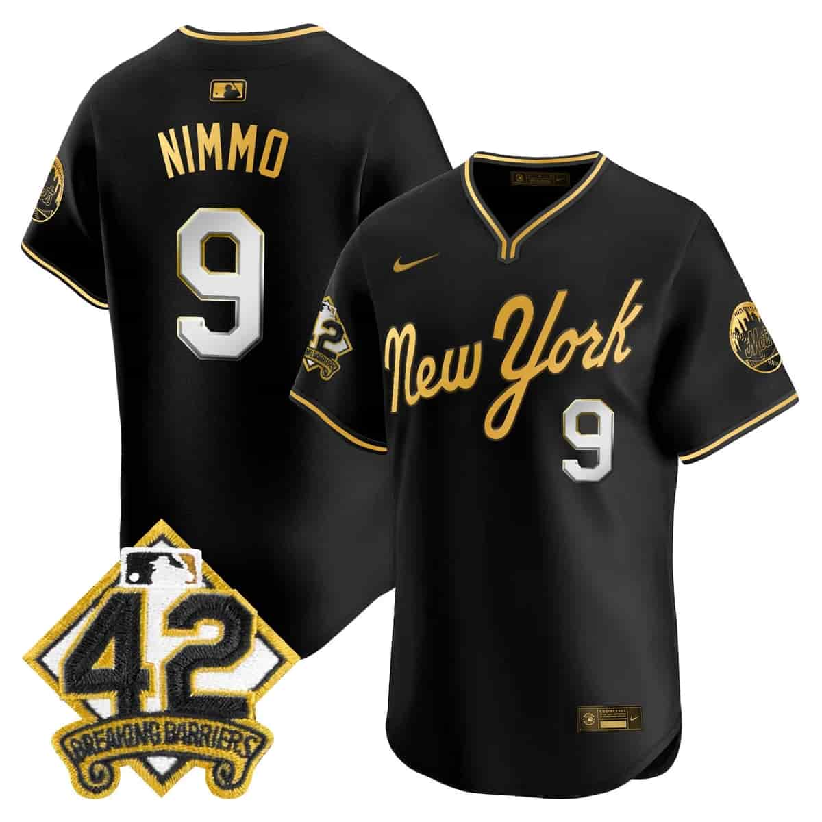 Personalized Men’s New York Mets 2025 Jackie Robinson Patch Road Alternate Jersey All Stitched Brandon Nimmo -9