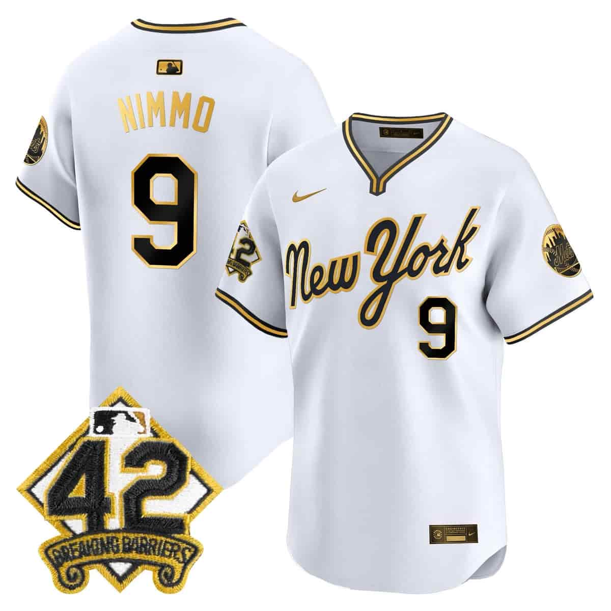 Personalized Men’s New York Mets 2025 Jackie Robinson Patch Road Alternate Jersey All Stitched Brandon Nimmo #9